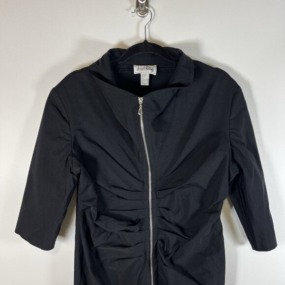 Joseph Ribkoff Women's Black Full Zip Front Ruched Stretch Dress Size 18 - Picture 3 of 9